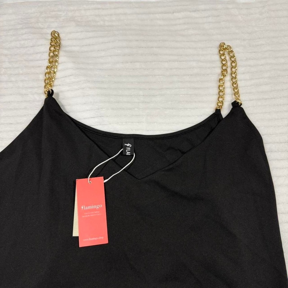 NWT Flamingo Black Chain Strap Cami Tank Top Plus Size 2XL - Picture 2 of 6